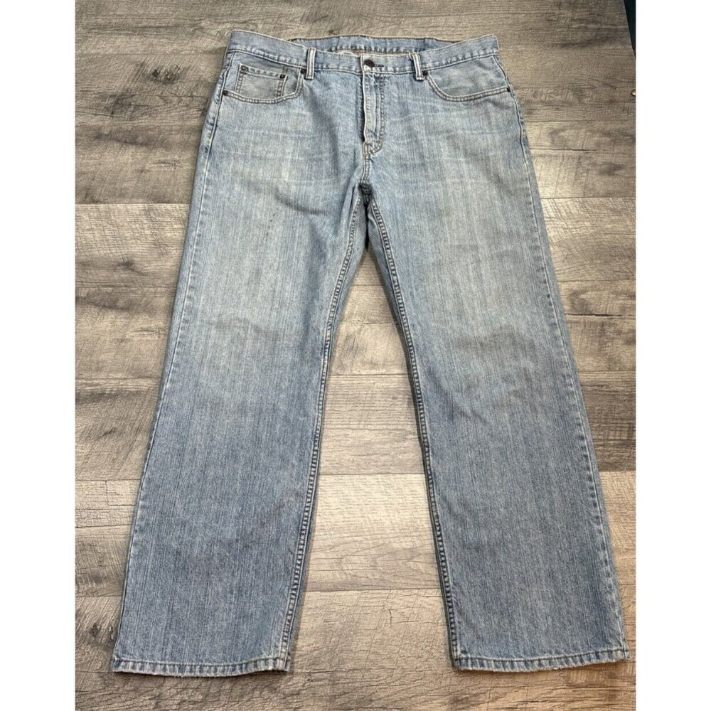 Levis 569 Jeans Mens 38x31 Blue Denim Loose Straight Relaxed Western Faded Stain